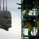 A statue of Lenin being dismantled in Berlin in 1991